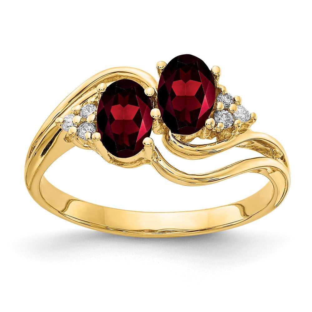 14k 6x4mm Oval Garnet AAA Diamond ring