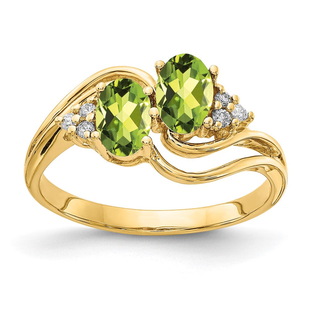 14k 6x4mm Oval Peridot A Diamond ring