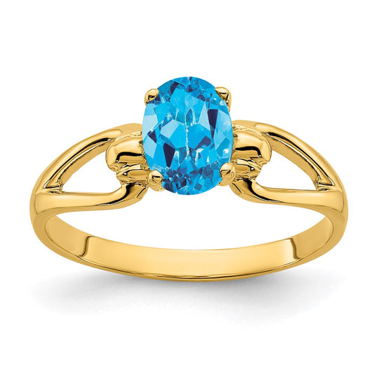 14k 7x5mm Oval Blue Topaz ring