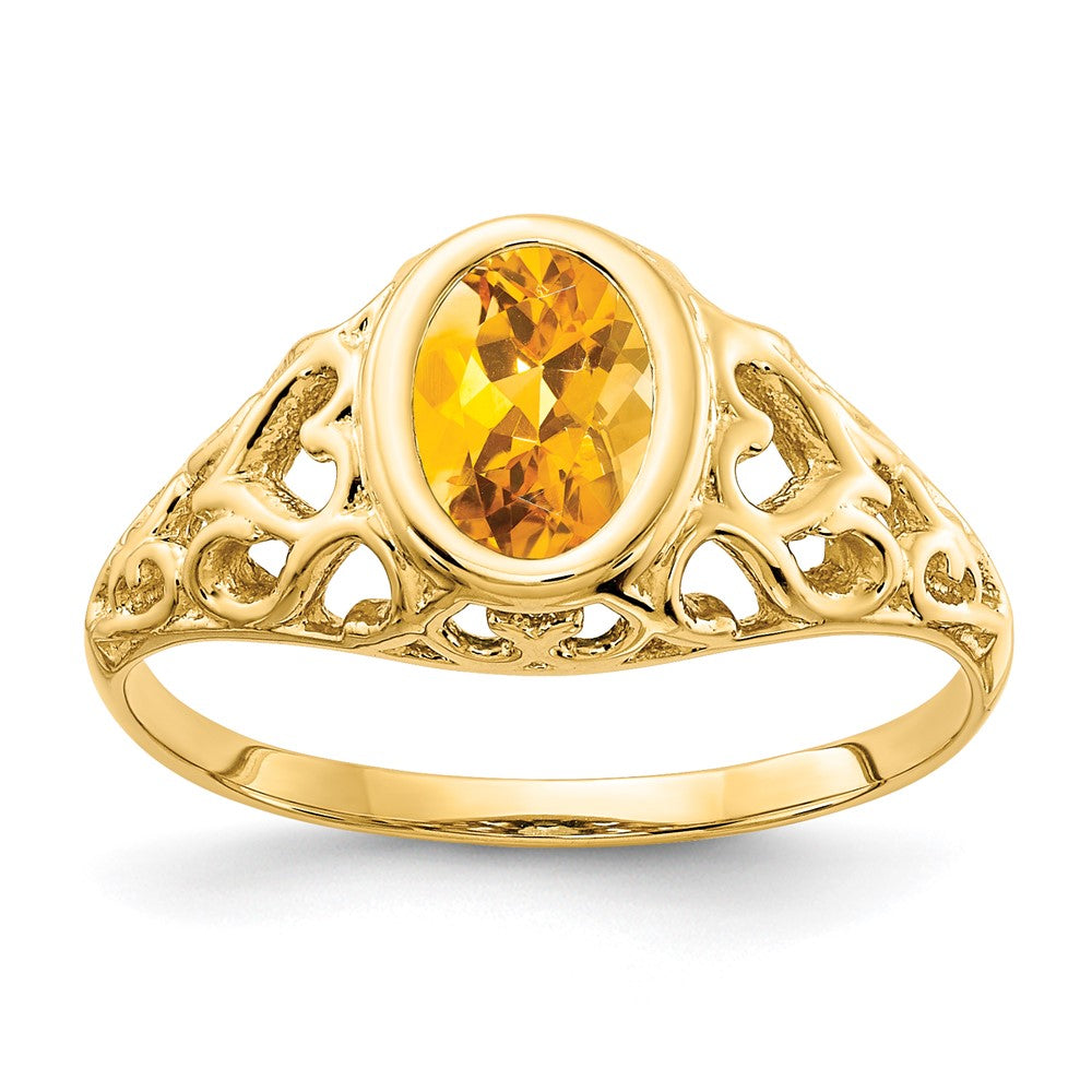 14k 7x5mm Oval Citrine ring