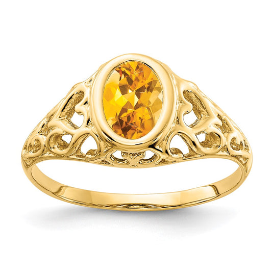 14k 7x5mm Oval Citrine ring
