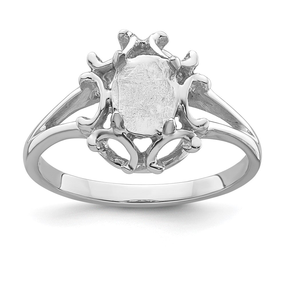 14k White Gold 7x5mm Oval Gemstone Ring Mounting