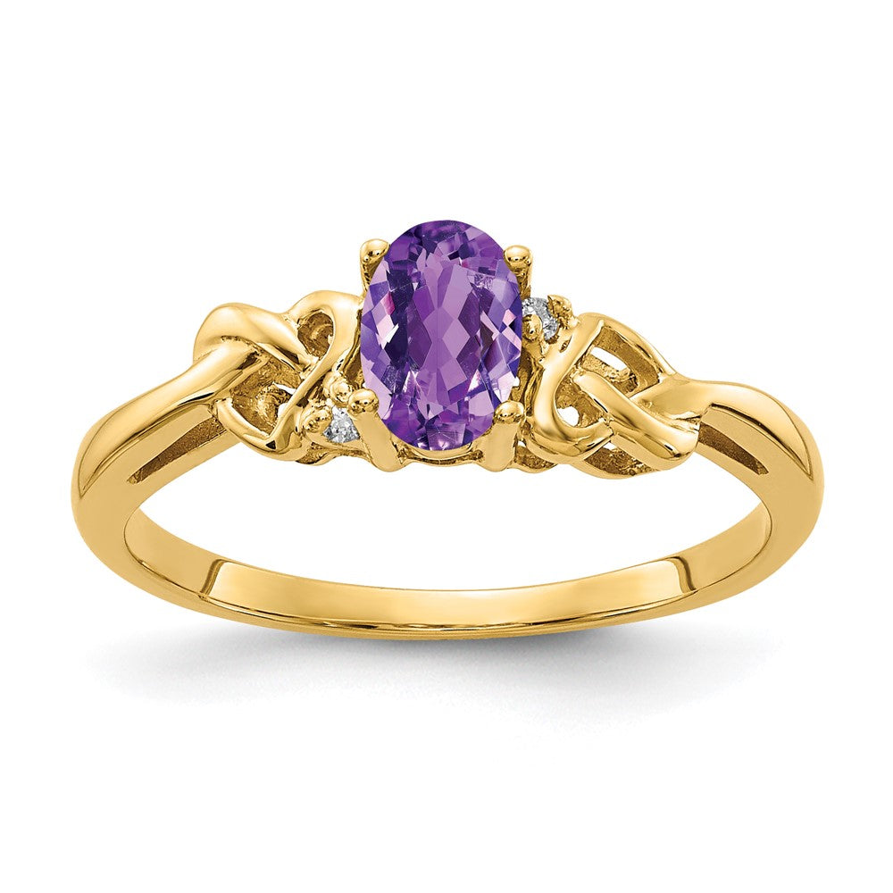 14k 6x4mm Oval Amethyst VS Diamond ring