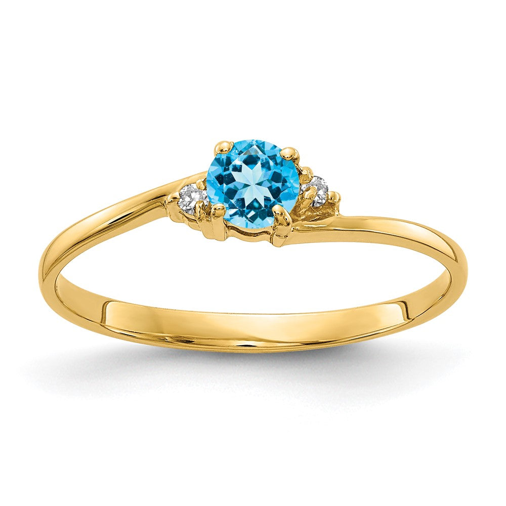 14k 4mm Blue Topaz A Diamond ring