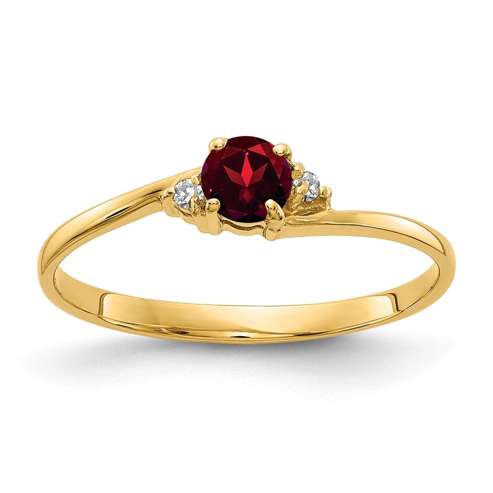 14k 4mm Garnet A Diamond ring