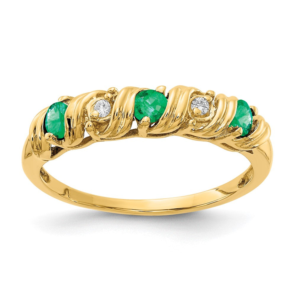 14k 2.75mm Emerald AAA Diamond ring