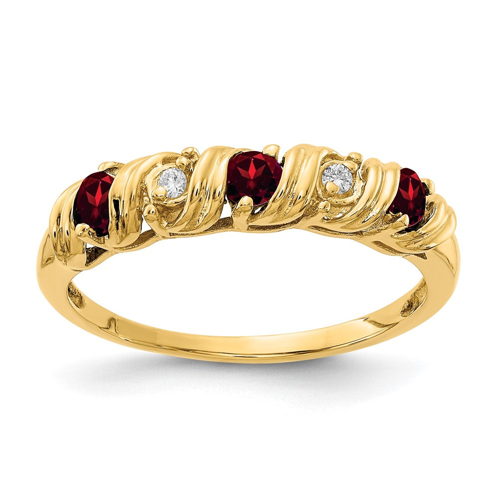 14k 2.75mm Garnet VS Diamond ring