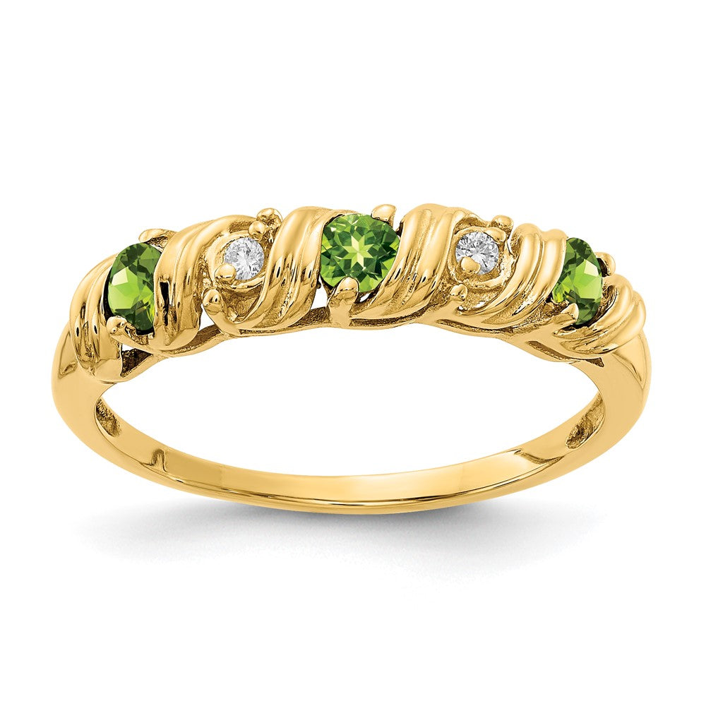 14k 2.75mm Peridot A Diamond ring