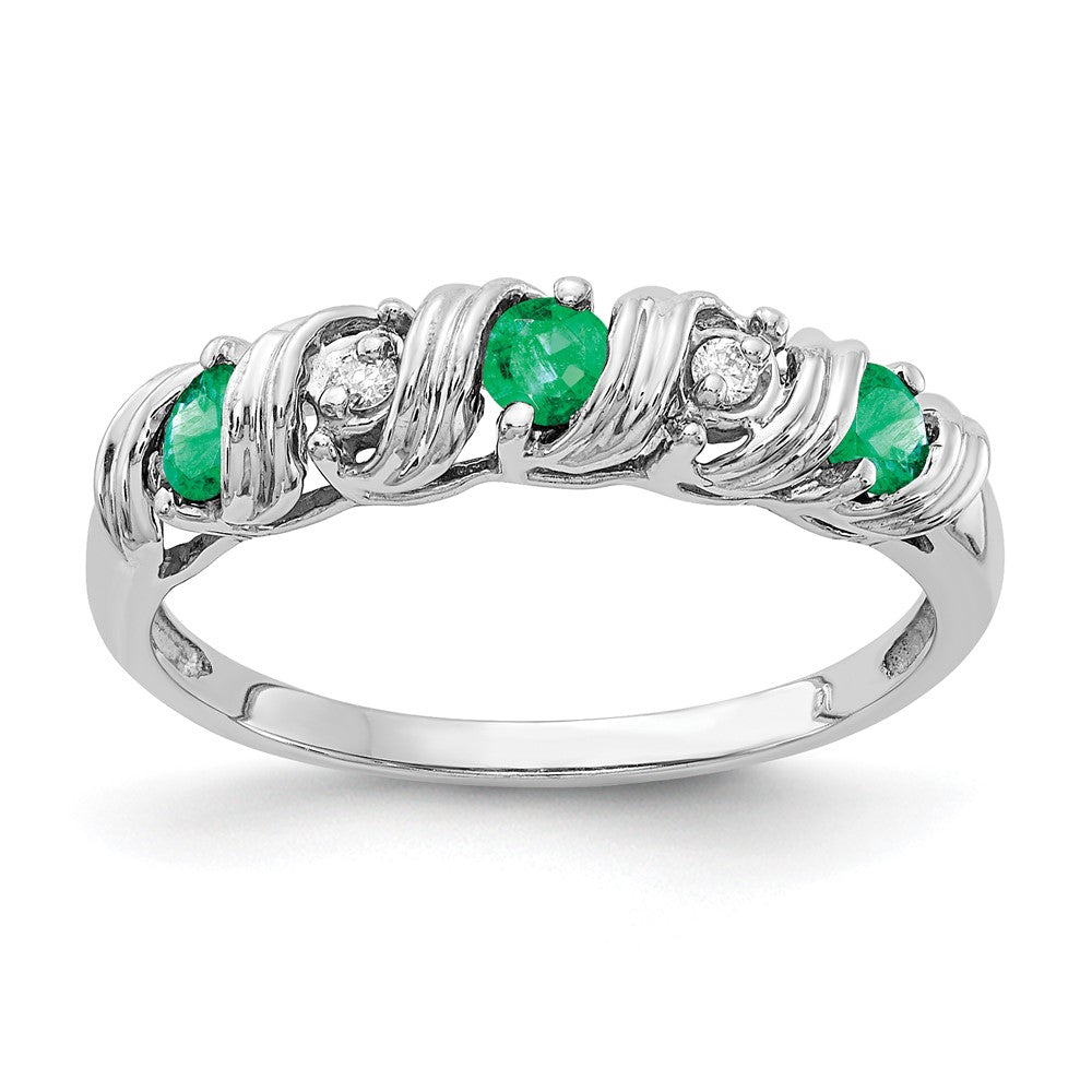 14k White Gold 2.75mm Emerald VS Diamond ring