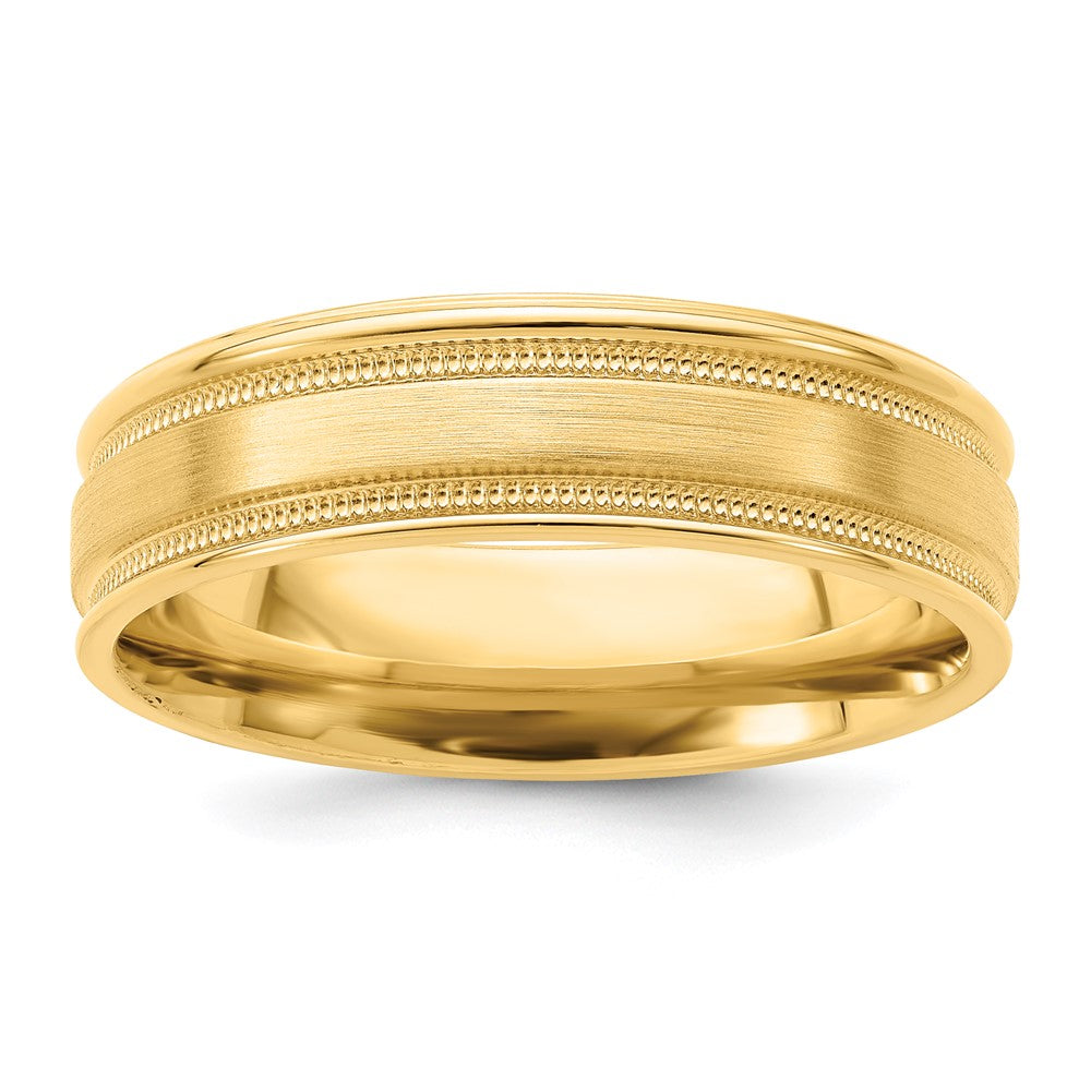 14k Yellow Gold Light Comfort Fit Brush Satin Fancy Band