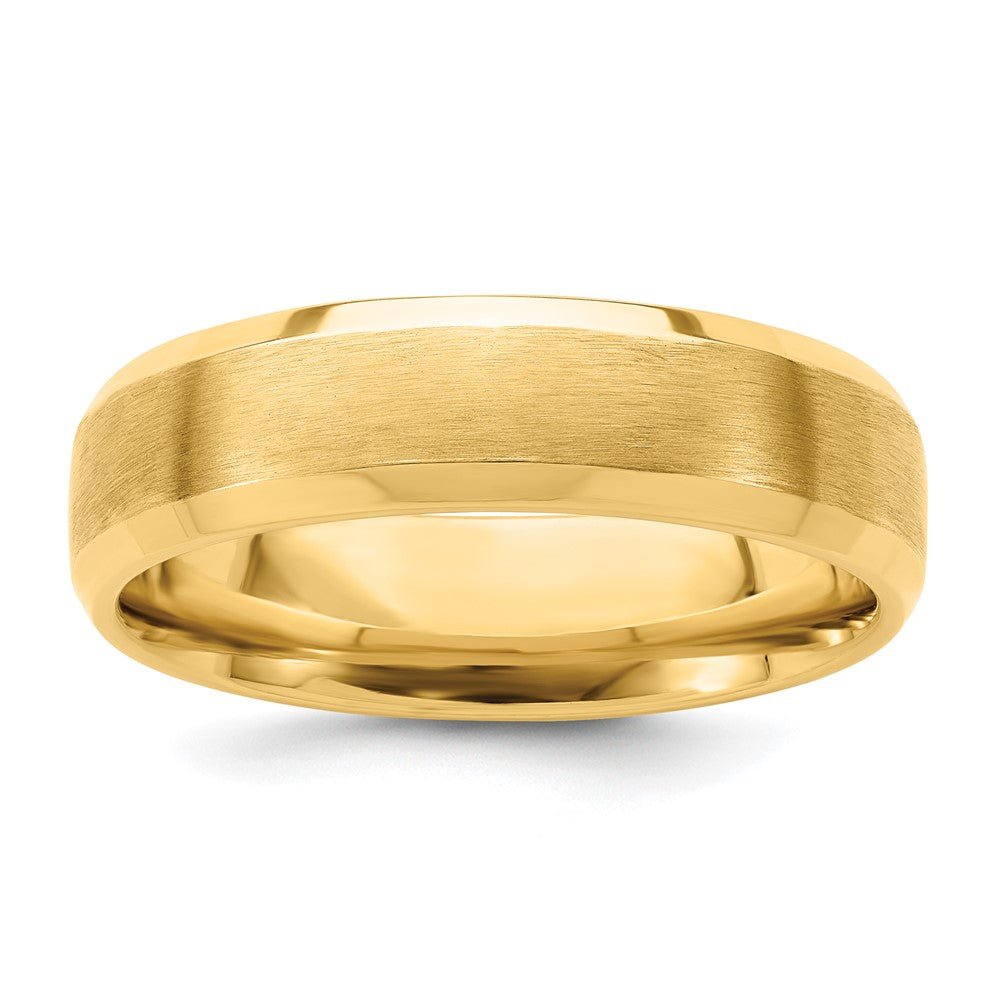 14k Yellow Gold Heavy Comfort Fit Brush Satin Fancy Band