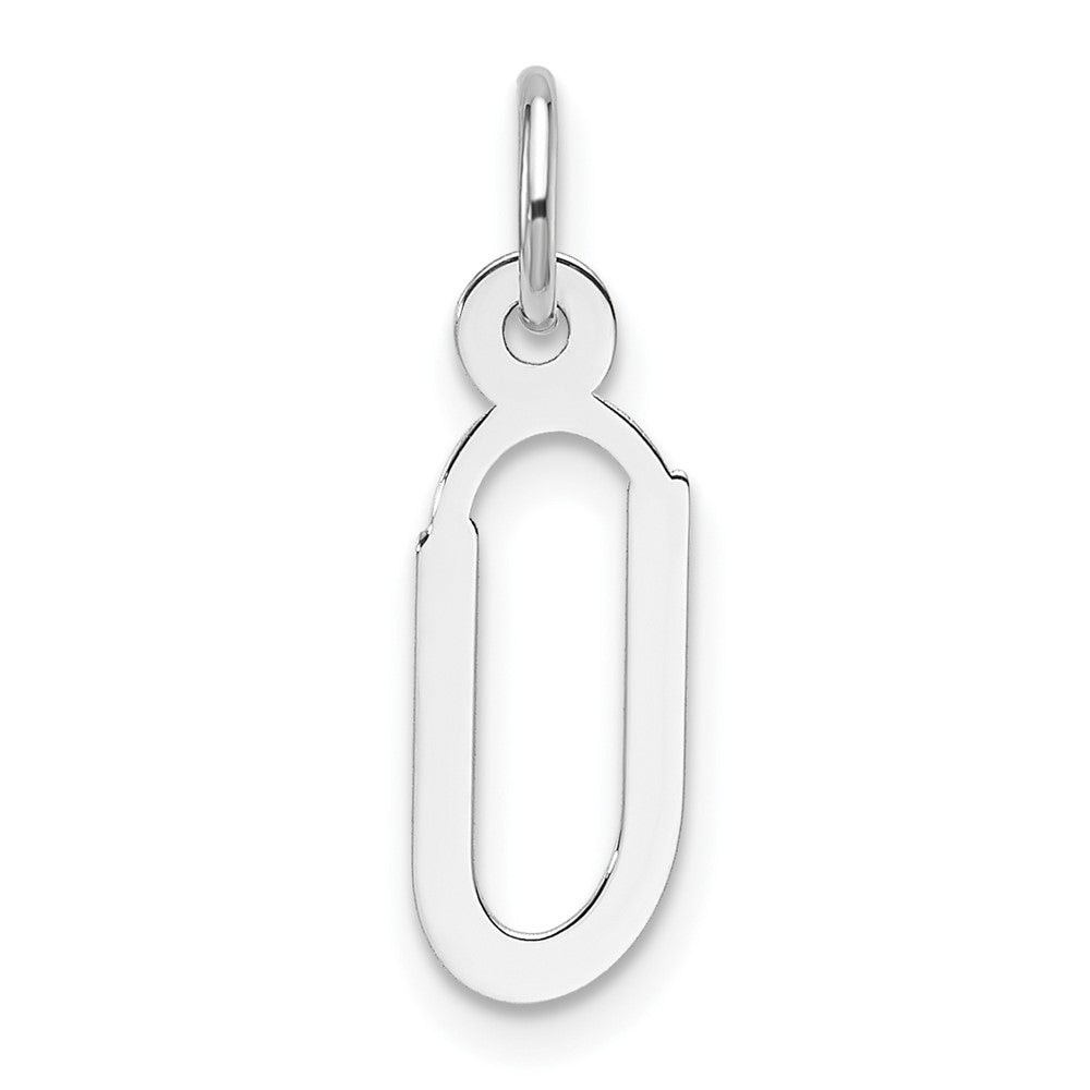 14K White Gold Slanted Block Letter U Initial Charm