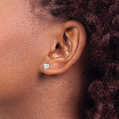 14K Post 6mm Crystal Heart Post Stud Earrings