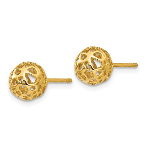 14K Yellow Gold Medium Fancy Ball Post Earrings