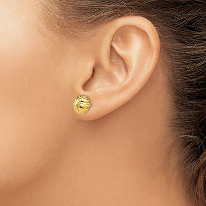 14k Gold Diamond-cut 10mm Domed Post Earrings