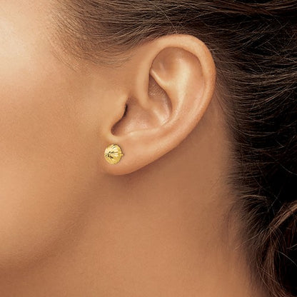 14k Gold Diamond-cut 8mm Domed Post Earrings