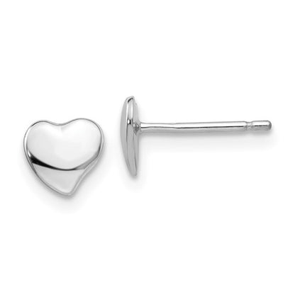 14k White Polished Heart Post Earrings