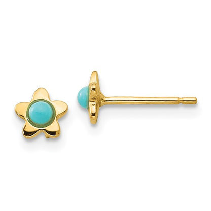 14k Polished Turquoise Star Post Earrings