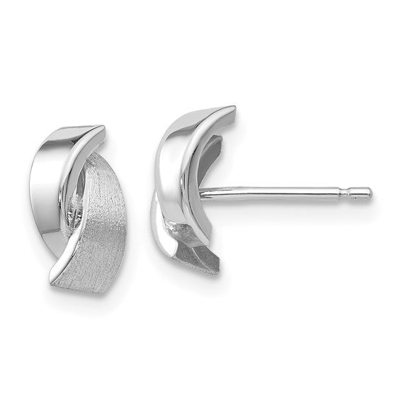 14k White Gold Polished and Satin Fancy Post Earrings