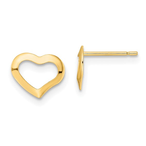 14K Polished Heart Post Earrings