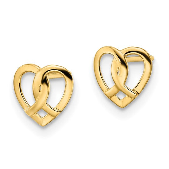 14k Heart Post Earrings