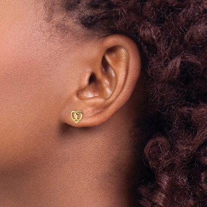 14k Heart Post Earrings