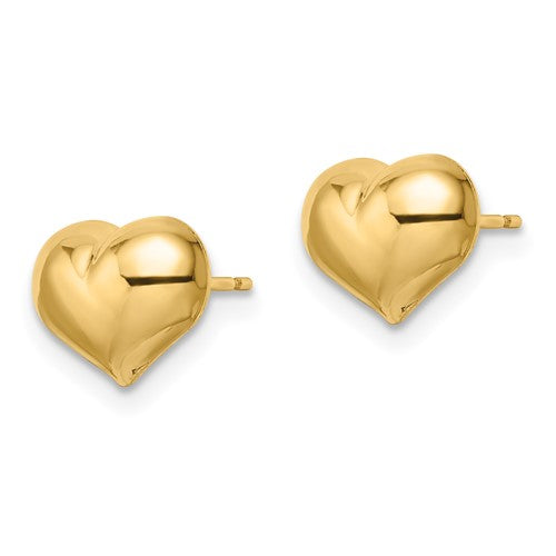 14k Polished Puffed Heart Post Earrings