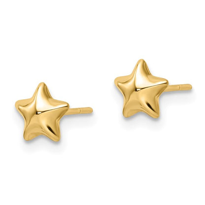 14k Polished Small Puffed Star Post Earrings