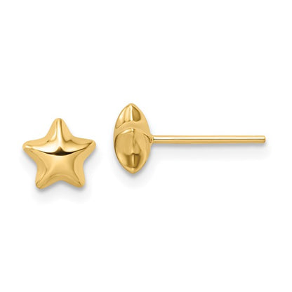 14k Polished Small Puffed Star Post Earrings