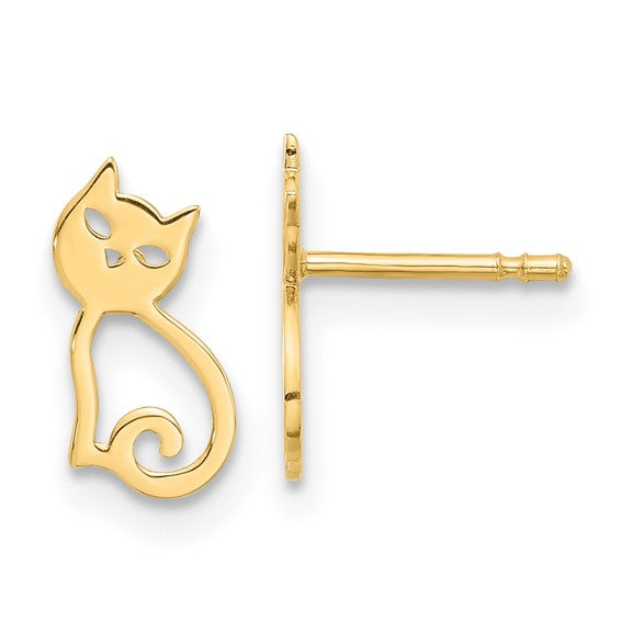 14K Polished Cat Post Earrings