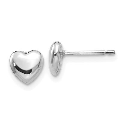 14k White Gold Heart Post Stud Earrings