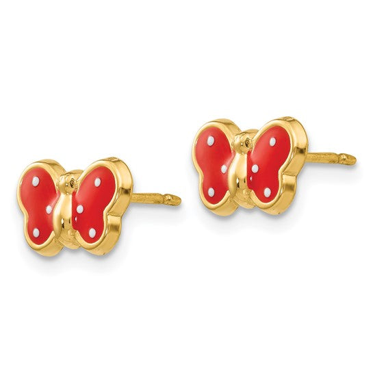 14k Enameled Butterfly Earrings