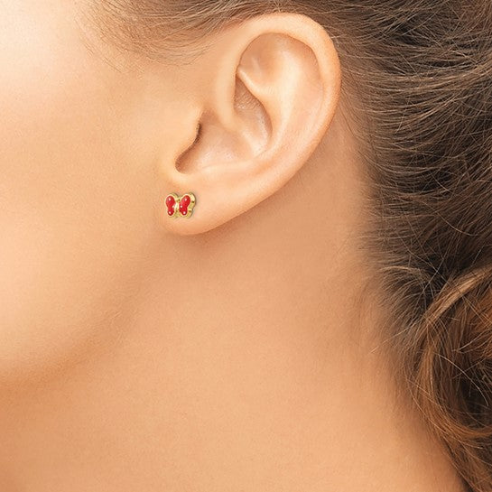 14k Enameled Butterfly Earrings