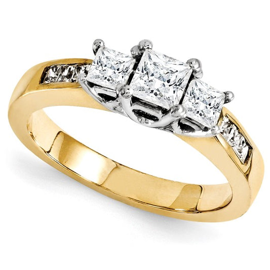 14k Two Tone Diamond Complete Engagement Ring