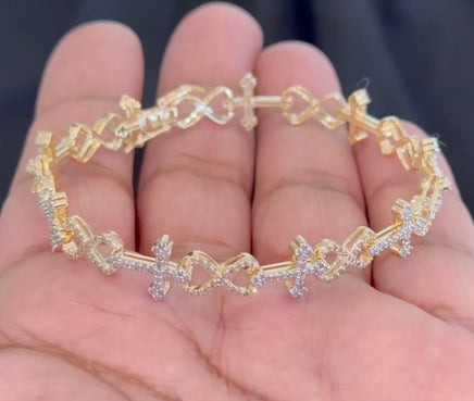 10K YELLOW GOLD 2.25 CARAT NATURAL DIAMOND 10.10 GRAMS 7 INCHES 10 MM BRACELET