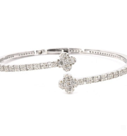 10K WHITE GOLD 2.25 CARAT REAL DIAMOND 13.94 GRAMS GOLD BRACELET BANGLE