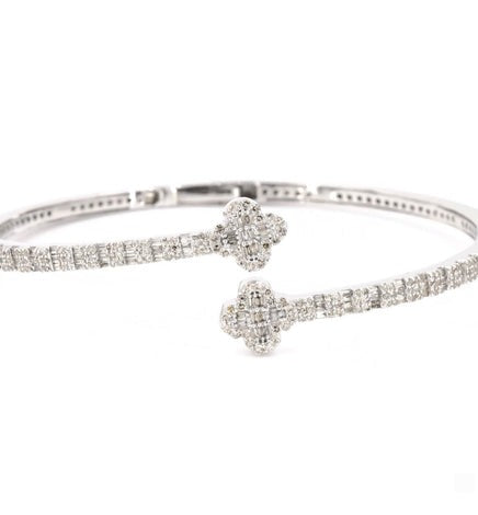 10K WHITE GOLD 2.25 CARAT REAL DIAMOND 13.94 GRAMS GOLD BRACELET BANGLE