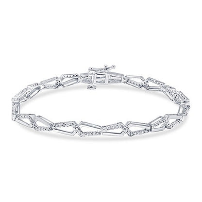 10K WHITE GOLD 1 CARAT NATURAL DIAMOND 7 INCHES 5 MM BRACELET