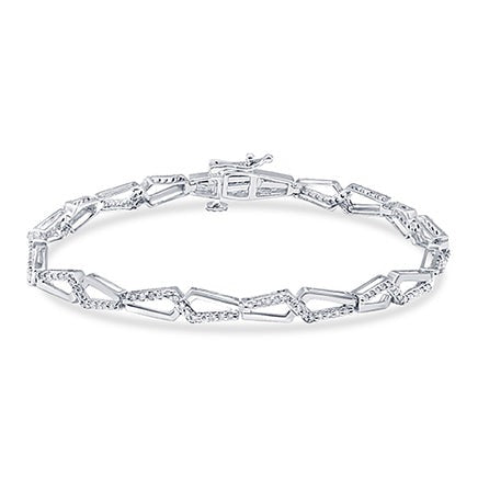 10K WHITE GOLD 1 CARAT NATURAL DIAMOND 7 INCHES 5 MM BRACELET