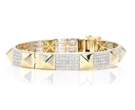 10K YELLOW GOLD 3.25 CARAT NATURAL DIAMOND 16.47 GRAMS GOLD BRACELET BANGLE