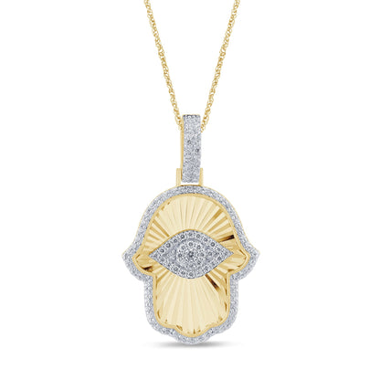 10K YELLOW GOLD .60 CARAT NATURAL DIAMOND 1.35 INCHES PENDANT CHARM