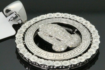 1 CARAT NATURAL DIAMOND STERLING SILVER 1.75" PRAYING HAND CROSS PENDANT CHARM