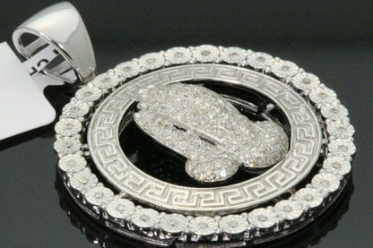 1 CARAT NATURAL DIAMOND STERLING SILVER 1.75" PRAYING HAND CROSS PENDANT CHARM