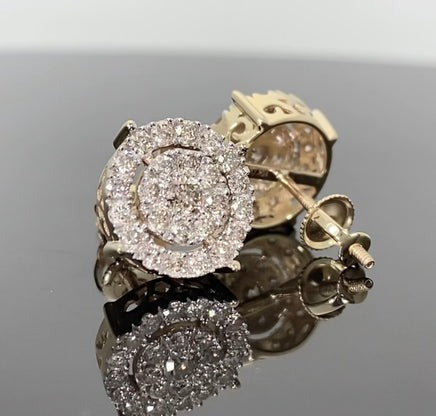 10K YELLOW GOLD 1.25 CARAT MENS WOMENS 11 MM 100% GENUINE DIAMONDS EARRING STUDS