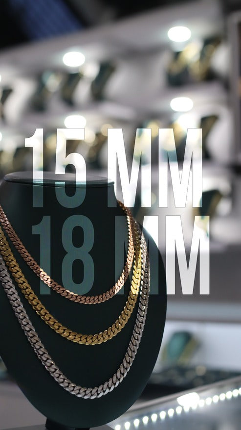 SOLID CUBAN LINK 15MM TO 18MM 18K