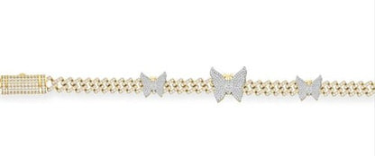 10K YELLOW GOLD 4 CARAT REAL DIAMOND 7 INCHES 15 MM WOMEN BUTTERFLY BRACELET