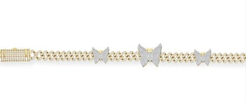 10K YELLOW GOLD 4 CARAT REAL DIAMOND 7 INCHES 15 MM WOMEN BUTTERFLY BRACELET
