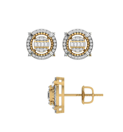 10K YELLOW GOLD .60 CARAT 10 MM 100% GENUINE DIAMONDS MENS/WOMENS EARRING STUDS
