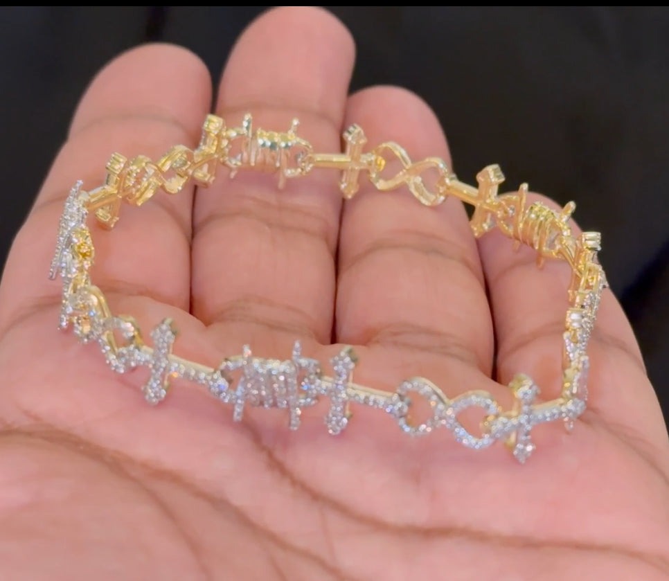 10K YELLOW GOLD 2.50 CARAT NATURAL DIAMOND 8 INCHES 10 MM BRACELET