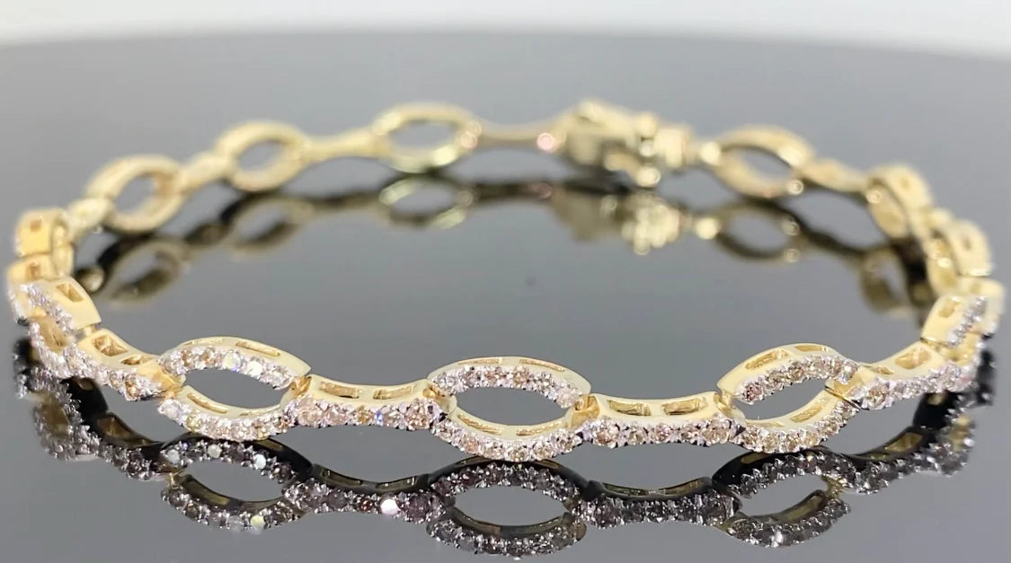 10K YELLOW GOLD 1.75 CARAT REAL DIAMOND 7 INCHES 5MM BRACELET